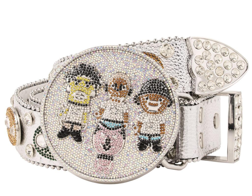 Stolen Arts N.E.R.D. Belt in Silver with polished finish, bold brain logo buckle, styled on minimal black background